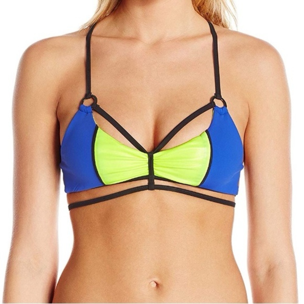 Beach bunny bronze colorblock strappy bikini top size small